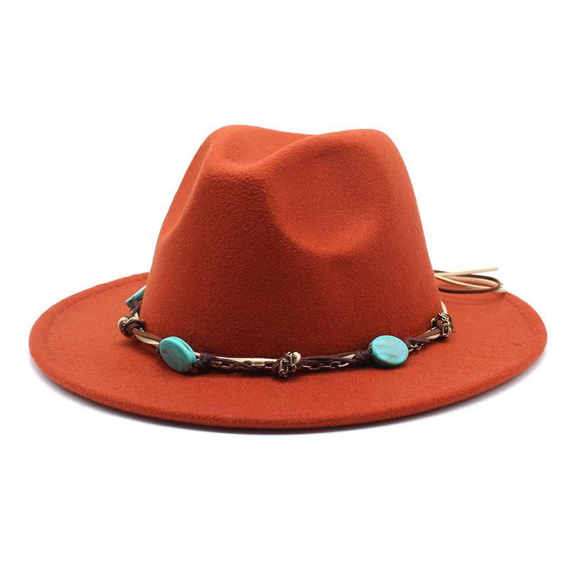 Emerald Western Region Style Top Hat Resin Accessories Jazz Hat Woolen Felt Hat