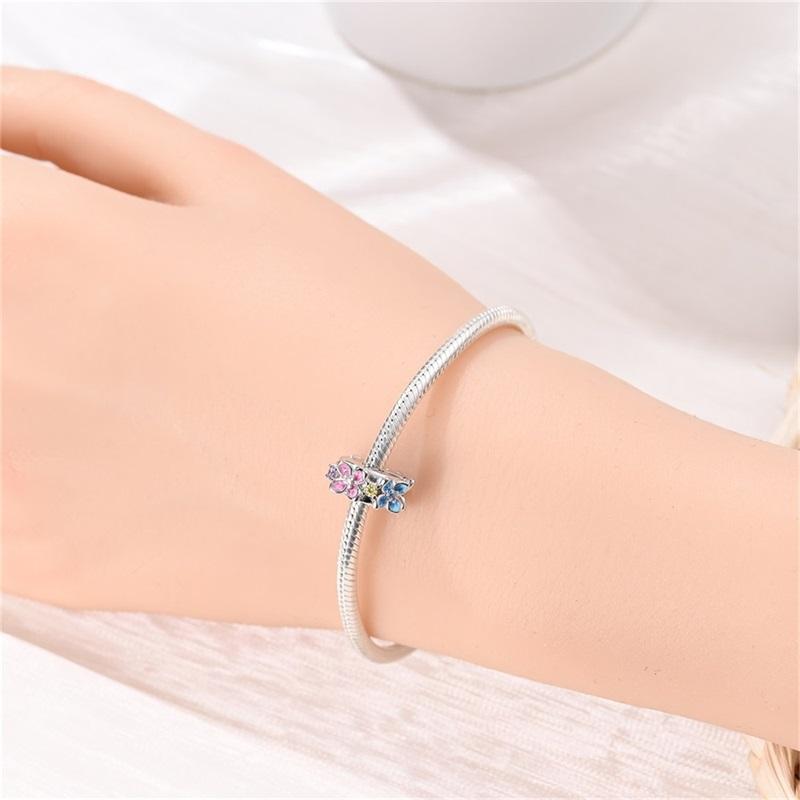 100%Stering Copper Flower Safety Buckle Clasp Clip Charms Bead Fit Original Bracelet Diy For Women Jewelry