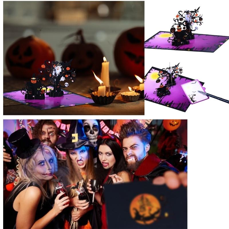 Enchanting 3D Halloween Greeting Card Halloween Popup Greeting Card Scarecrows Pumpkins 3D Eerie Party Decoration Gift