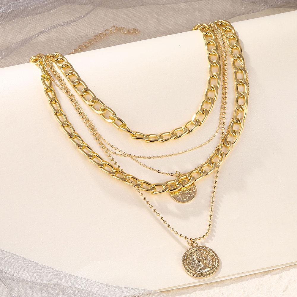 Women's Trendy Multi-Layer Round Pendant Necklace
