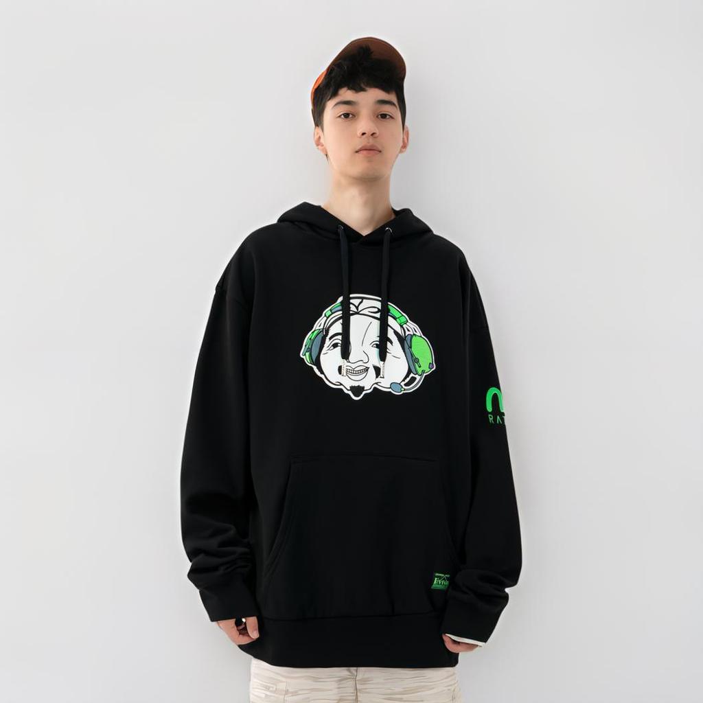 Evisu X Razer Collaboration Letter Logo Embroidered Hoodie Men hoodies Black 2EARZM2SW320RXCT