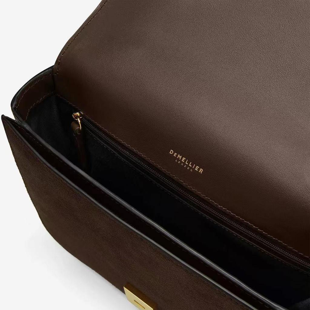 Demellier Tofu 25: Bolso de Hombro y Bandolera de Cuero de Ante, Chic para Viajeros del Reino Unido