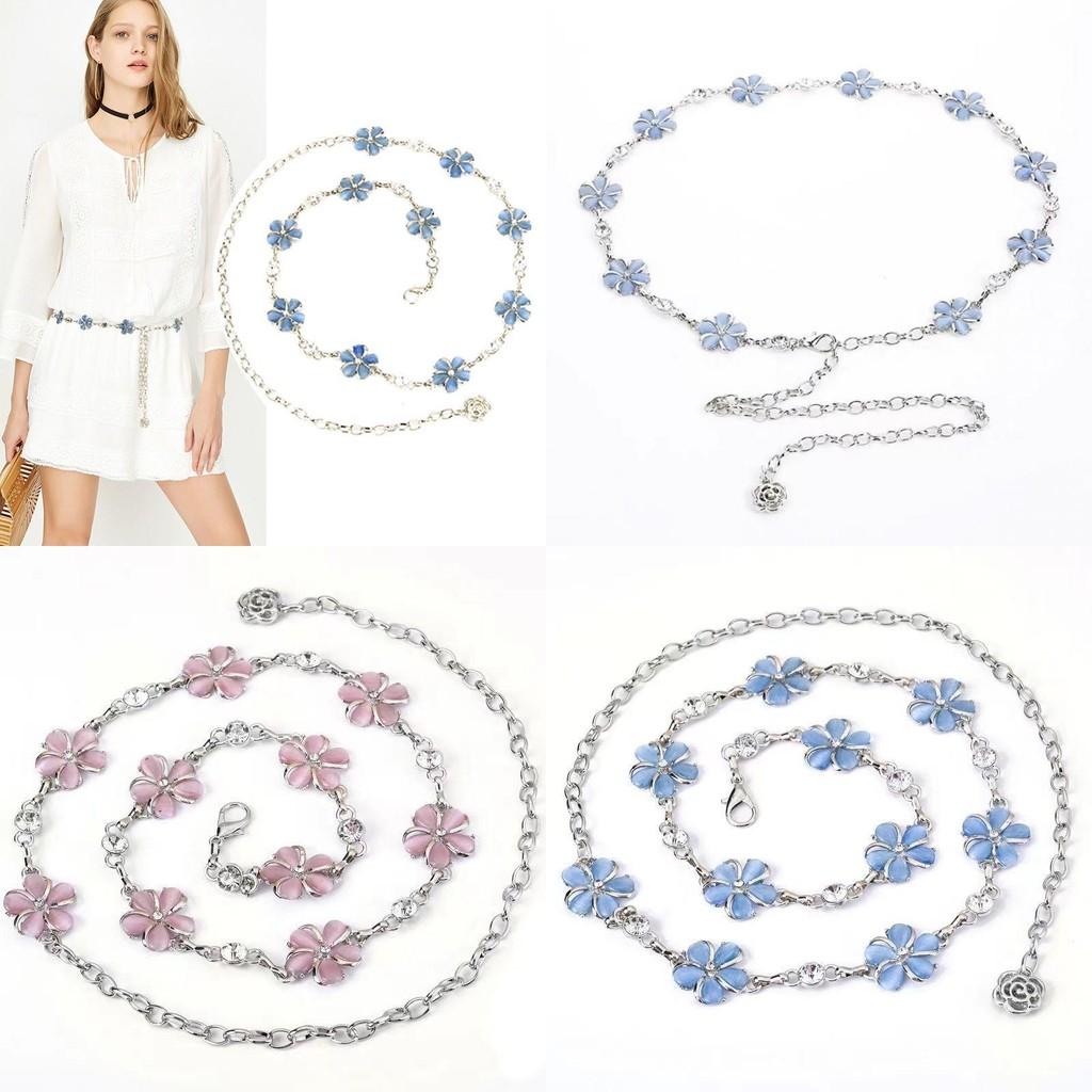 Blue Metal Waist Chain For Women Fashionable Summer Accessory