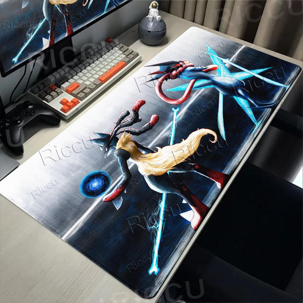 Lucario Mouse Pads Gaming Anime PC Gamer Offics Accessories Rug P-pokemon Extended Anti-slip Rubber Playmat Aesthetic XXL Carpet