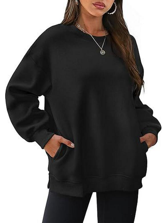 Women's Oversized Plus Velvet Round Neck Pullover Sweatshirt