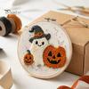 Holiday Gift for Craft Enthusiasts Halloween Punch Needle Kit, Pumpkin Ghost Kit with Complete Yarn Crafting Package Embroidery Hoop, Easy Art Project