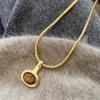 Tiger Eye Stone Pendent Necklace Women's Fashion Jewelry Accessory Coffee Color Chain Beads Jewelry Accessories