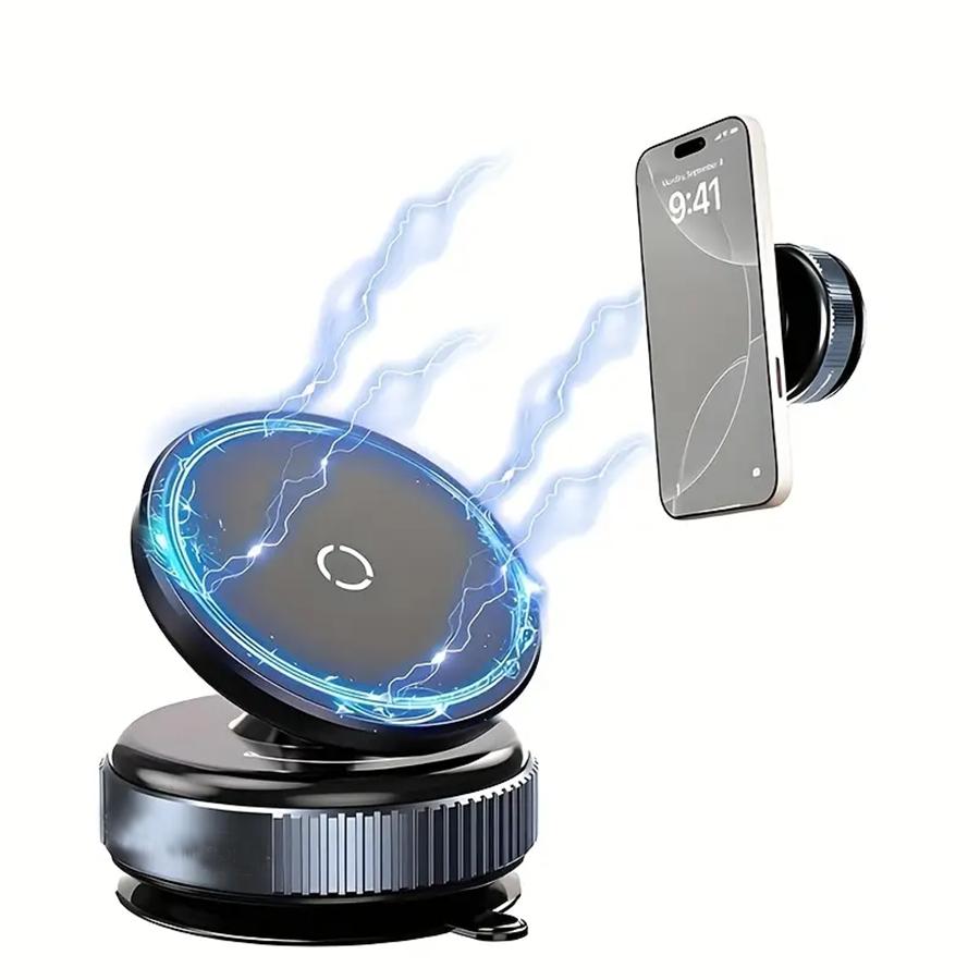 

Adjustable Vacuum Magnetic Suction Cup Phone Holder, Suitable for Car/Gym/Mirror/Smooth Surfaces Hands-Free Stand, Compatible чёрный