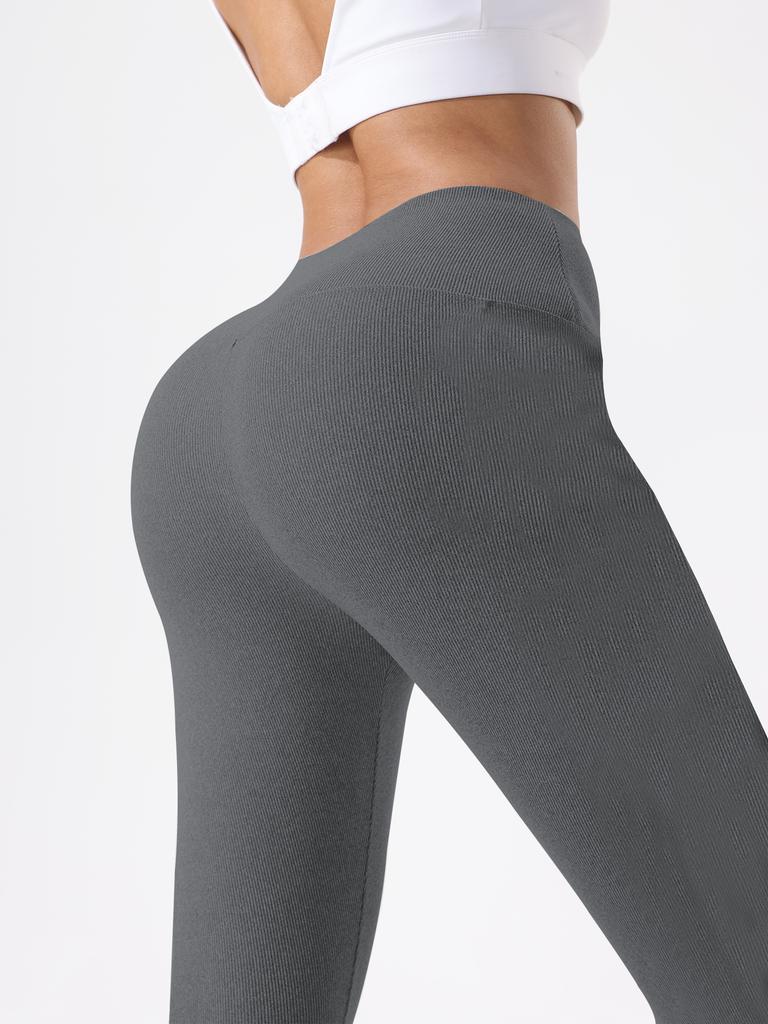 High-Waisted Tight Leggings Ribbed Comfortable Casual Sports Long Pants