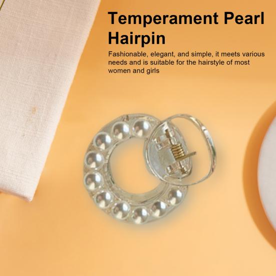 Sweet Mini Round Faux Pearls Hair Clip Non-slip Cross Teeth Back Head Small Hair Claw Styling Hair Accessories