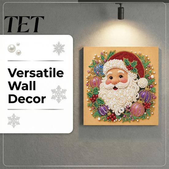 Seasonal Handmade Wall Decor Christmas Faux Pearl Art Kit, DIY Santa Tree Painting Creative Home Decorations 3D Holiday Craft Kit for Adults,