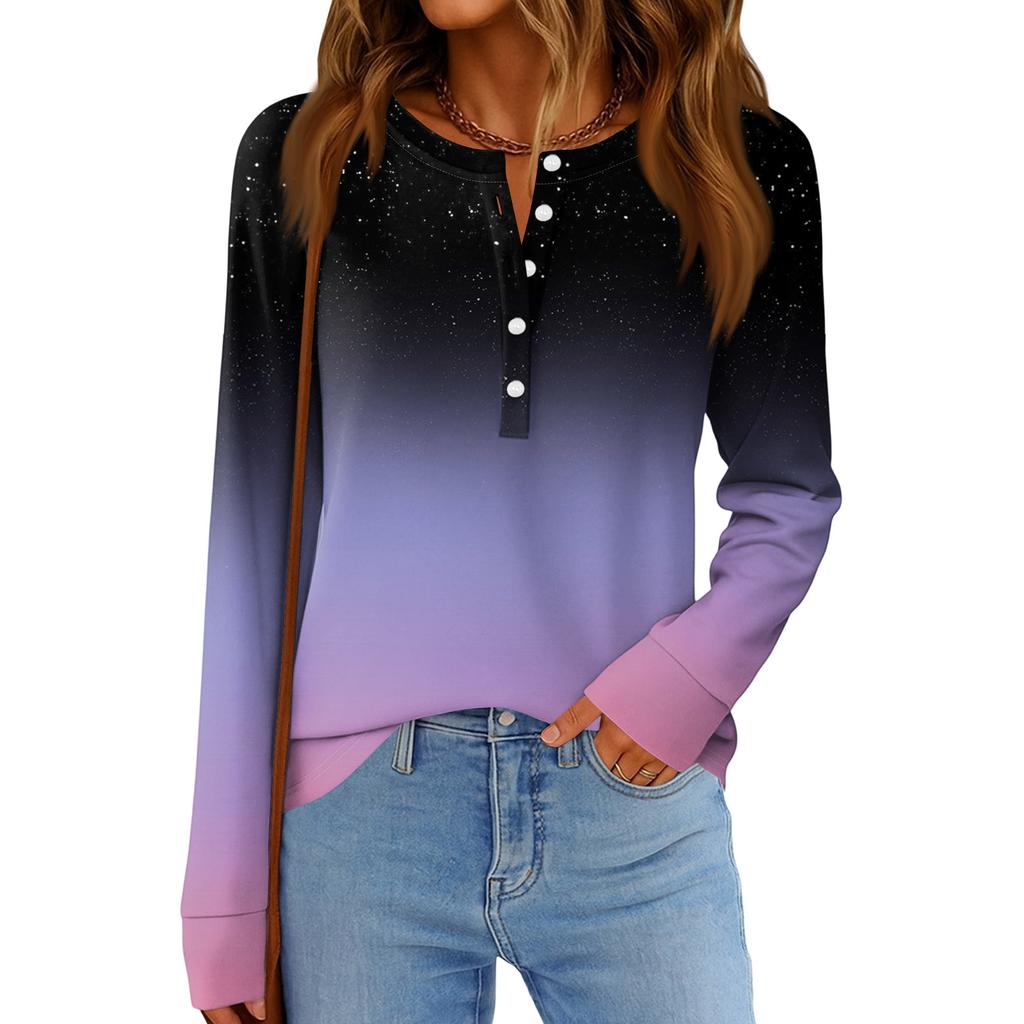 Damenmode Locker Langarm Rundhals Casual Oberteil