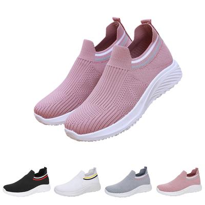 Lightweight Slip-On Knit Sneakers for Women Breathable Casual Athletic Shoes Flexible Sole Comfortable Fit