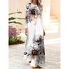 Floral Large Floral Print Resort Style Round Neck Long Sleeve Dress