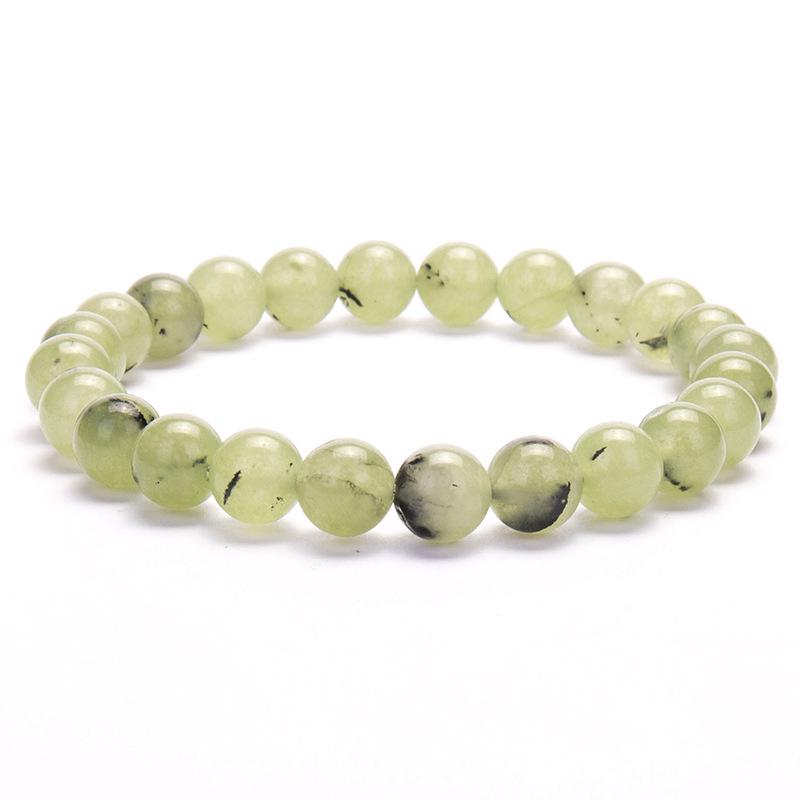 New European & American Style Cross Bracelet, 8MM Natural Stone Beaded Fashion Accessory