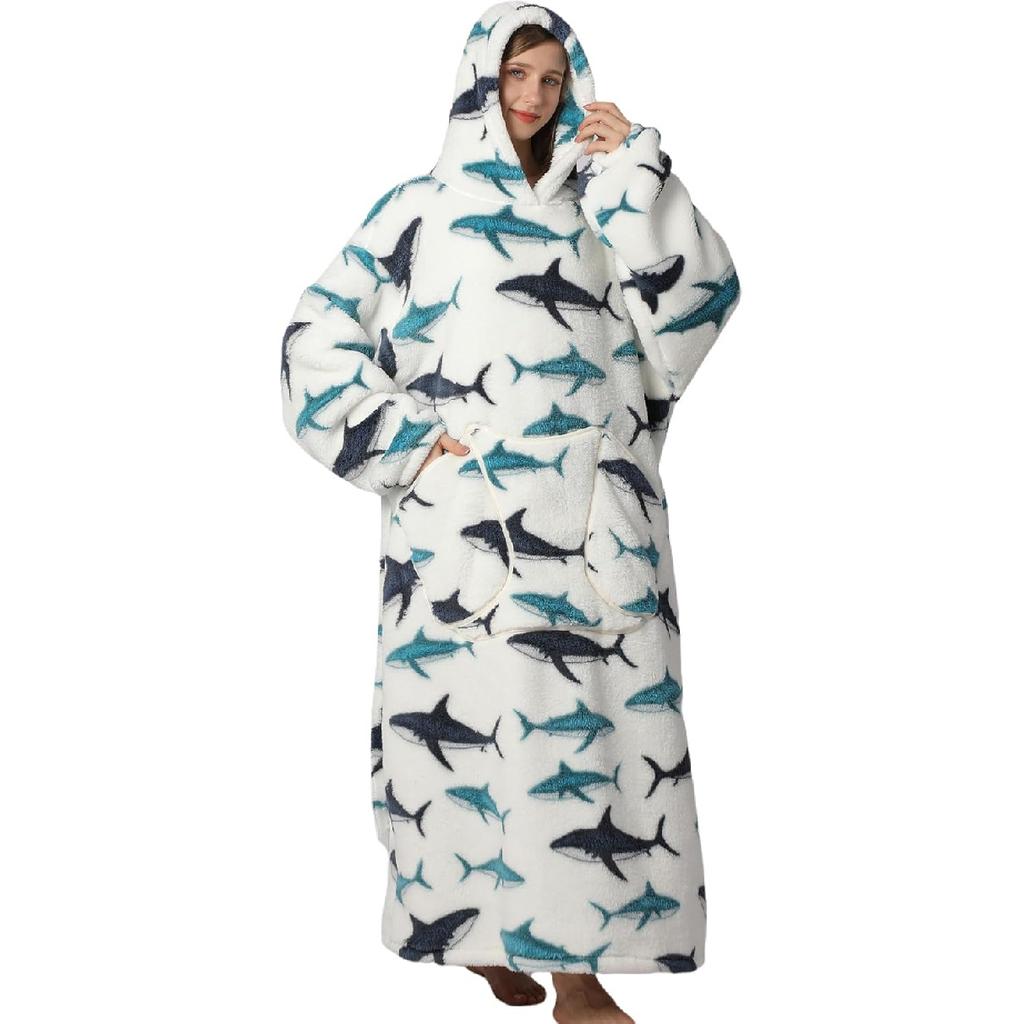 Wearable Blanket Hoodie for Adults Oversized Womens Blanket Hoodie Extra Long Blanket Hoodie with Big Pockets