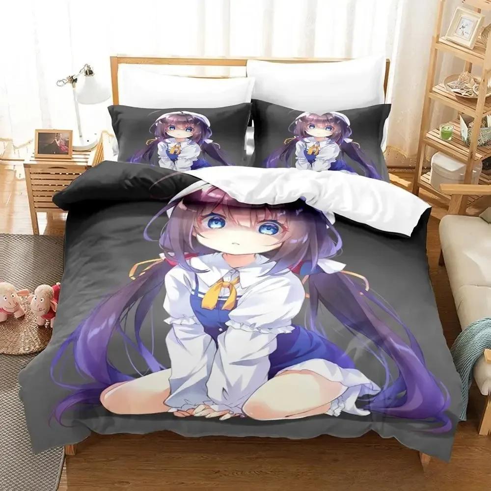 Kawaii Anime The Ryuo's Work Is Never Done Bedding Set Single Twin Full Queen King Size Bed Set Adult Kid Bedroom Duvetcover Set