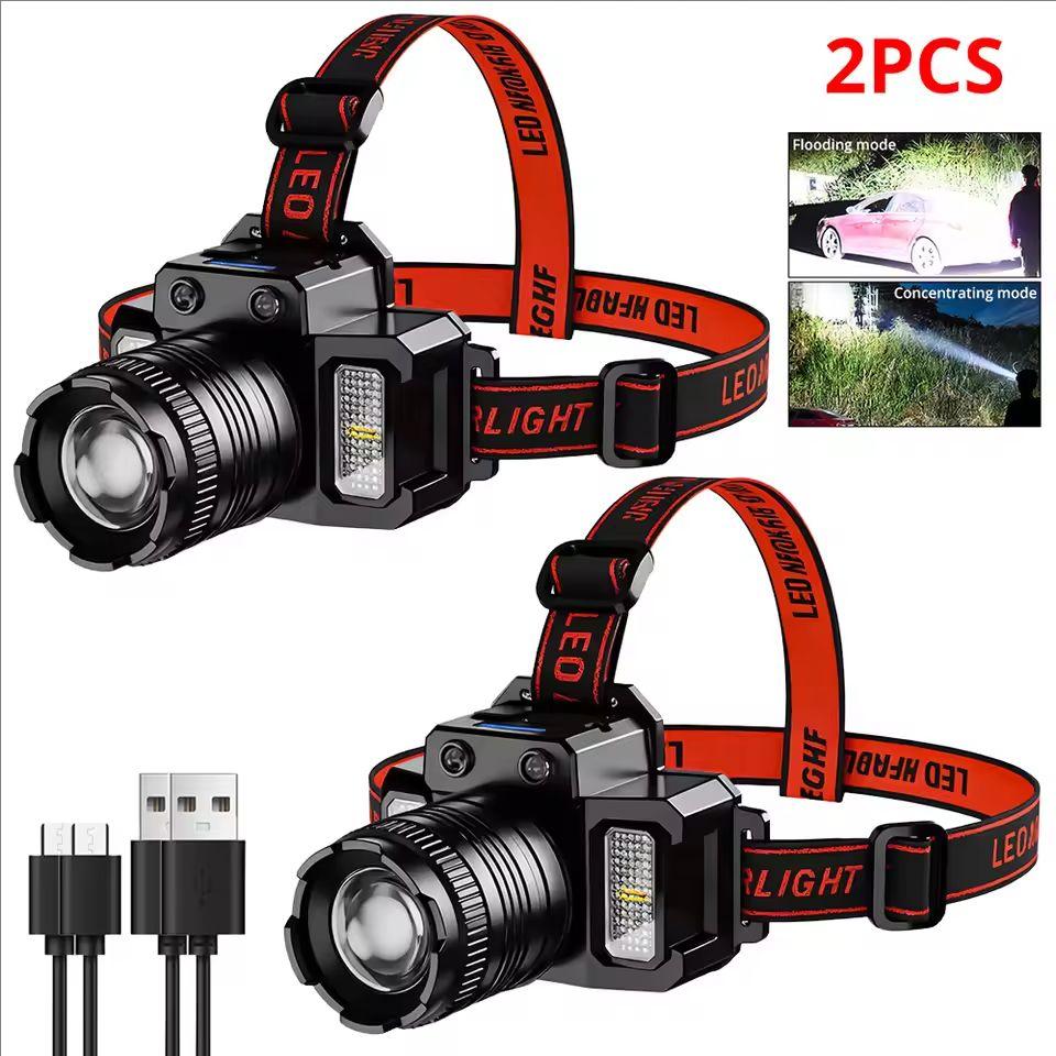 Smart Induction White Light LED Headlight Zoom USB Charging Sensor LED Headlamp Outdoor Multi-Function Head Torch Lantern Lamps