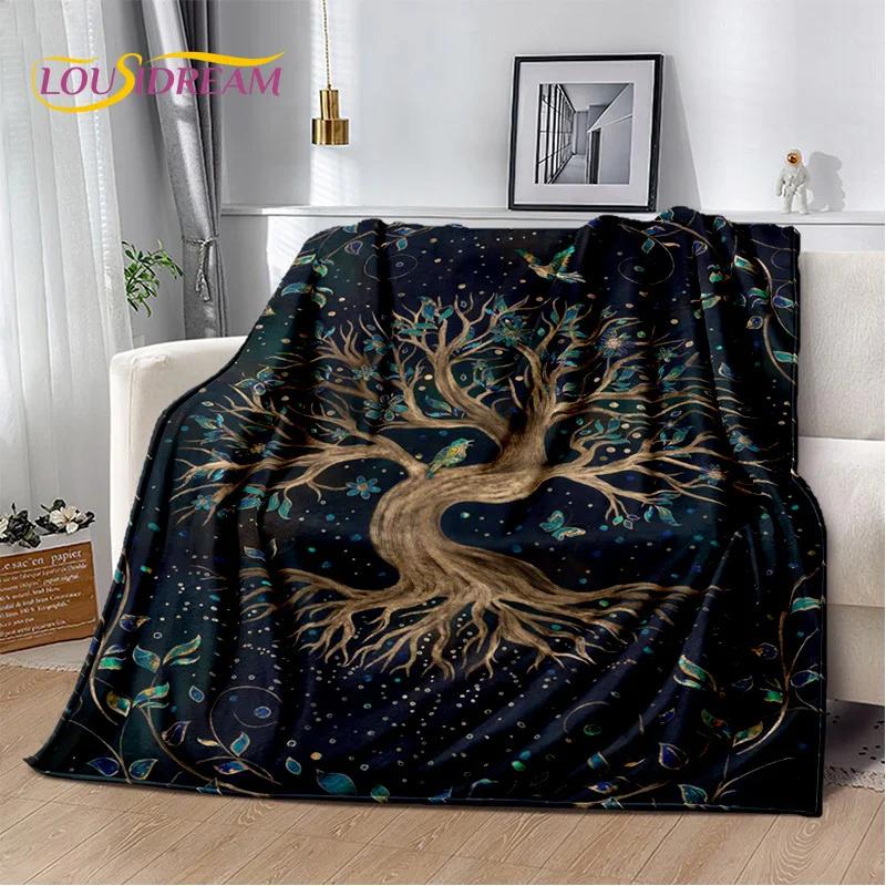Nordic Mythology Yggdrasil Nature Tree of Life Blanket,Flannel Soft Throw Blanket for Home Bedroom Bed Sofa Picnic Office Kids
