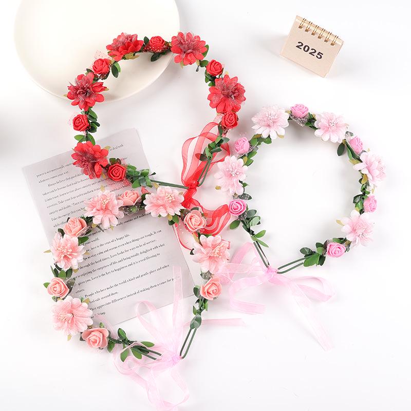 Rose Flower Wreath Headdress for Travel, Vacation, Bride & Bridesmaid