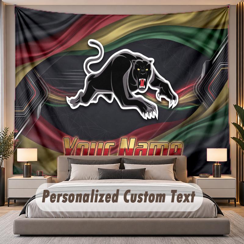 Custom Name Text Tapestry Penrith Panthers Personalized Polyester Wall Tapestry For Bedroom And Room