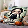 1pc Halloween, Wednesday Blanket Lightweight Flannel Blanket Throw Blanket For Sofa, Bed, Travel, Camping, Livingroom, Office, Couch