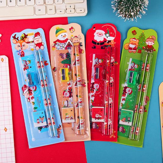 Vánoční tématická sada tužek Santa Sněhulák Los Tužka s ořezávátkem a gumou Dětské kreslicí potřeby na sváteční dárky školní ceny