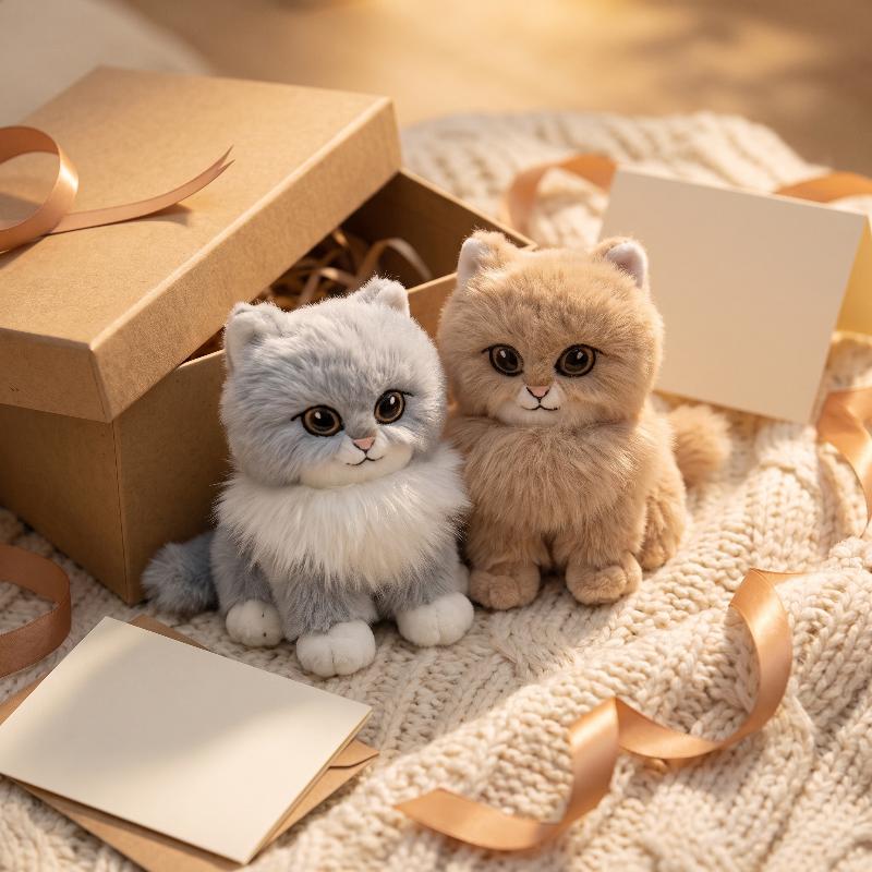 Cute Cartoon Kitten Pendant Cat Keychain Metal Clip Furry Texture Soft Realistic Kitten Shape Bag Charm Animal Keychain Gift