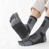 Patchwork Color Retro Sport Thick Trendy Cotton Man Socks Five Finger Socks Middle Tube Hosiery