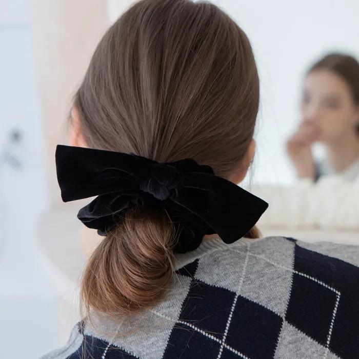 velvet ribbon scrunchie (4colors)
