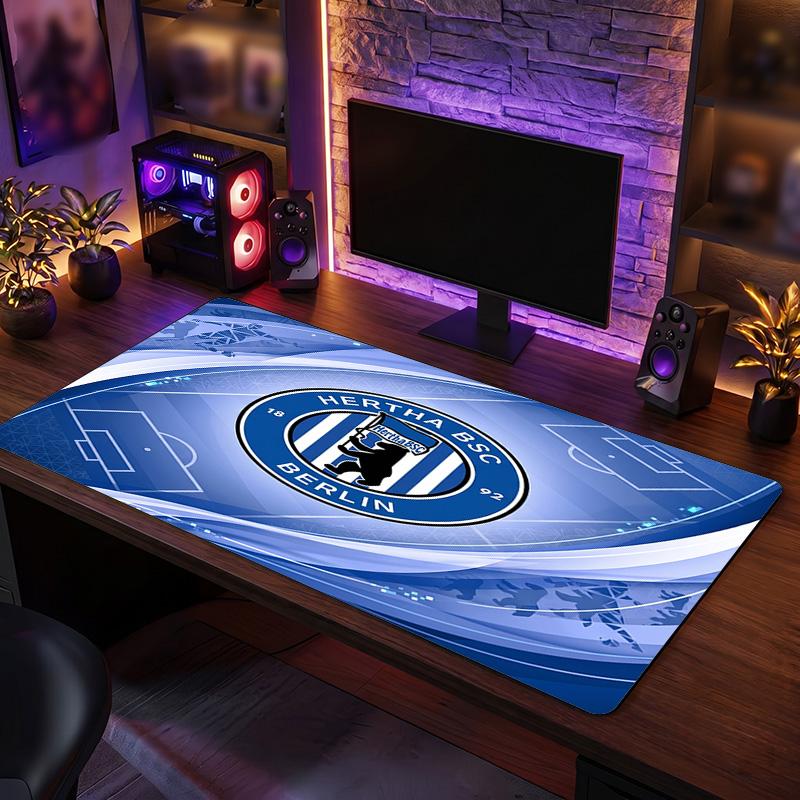 Tappetino per Mouse a Tema Hertha BSC FC, Tappetino XXL per Scrivania da Gioco con Logo Calcistico, Tappetino Antiscivolo per Mouse del Computer
