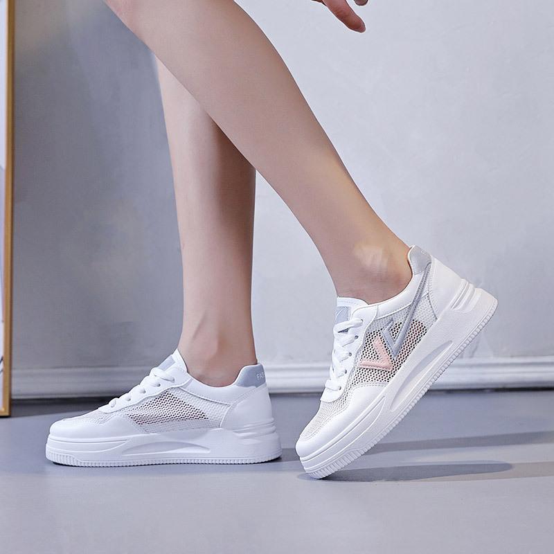Summer new ins breathable mesh student board shoes platform mesh shoes Q