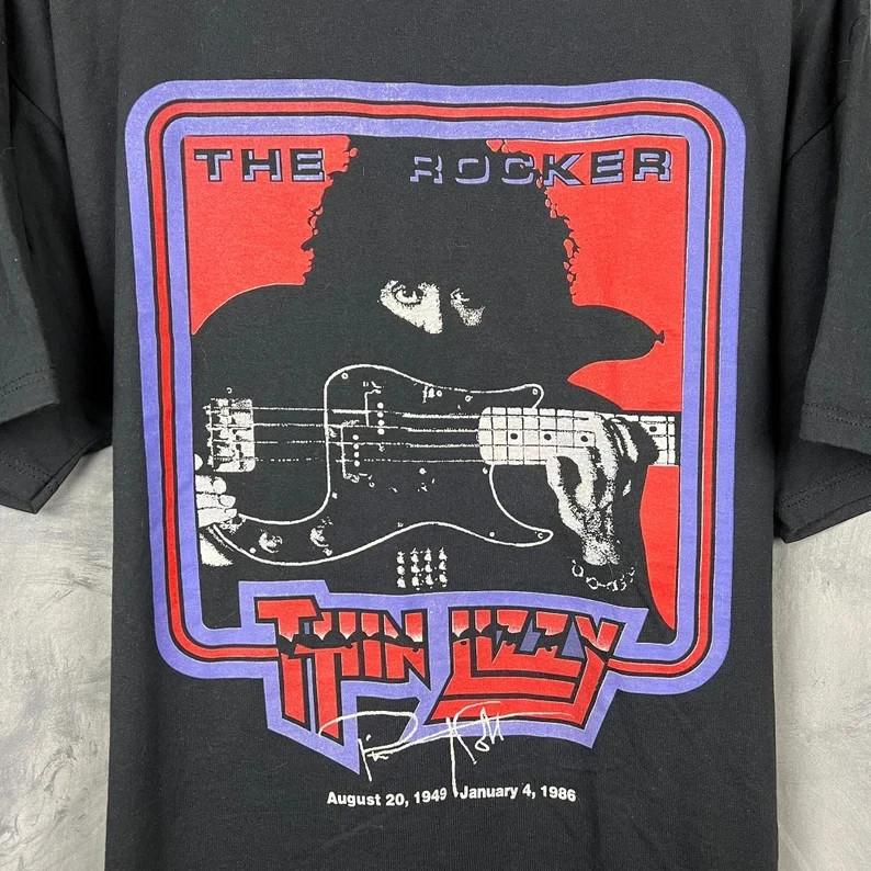 Thin Lizzy Tour The Rocker Phil Lynott Tribute T-shirt Cotton Size S-5XL Unisex T-Shirt XXL