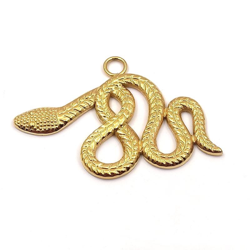 Gold-Plated Titanium Steel Snake Pendant Necklace - Zodiac Snake Jewelry Accessory