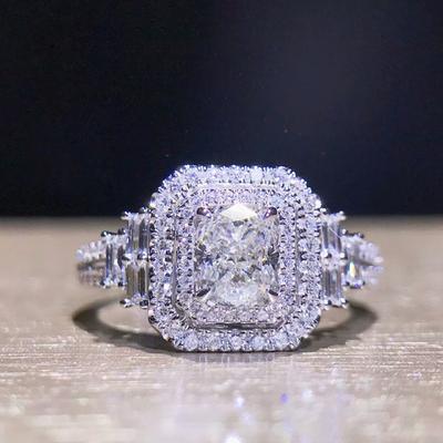 Nuovo temperamento Anelli di nozze CZ rettangolari per le donne Bianco Alta qualità Cerimonia nuziale Anello da dito Gioielli alla moda