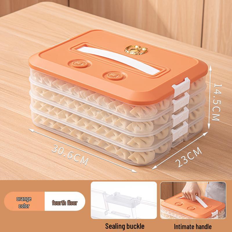 Large Capacity Multi-layer Handheld Transparent Plastic Food Storage Box for Dumplings