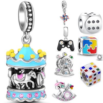 Schöne Reine Kupfer Lässige Serie Rubik's Würfel Karussell Anhänger Perlen Passend für Original Armbänder DIY Damenschmuck
