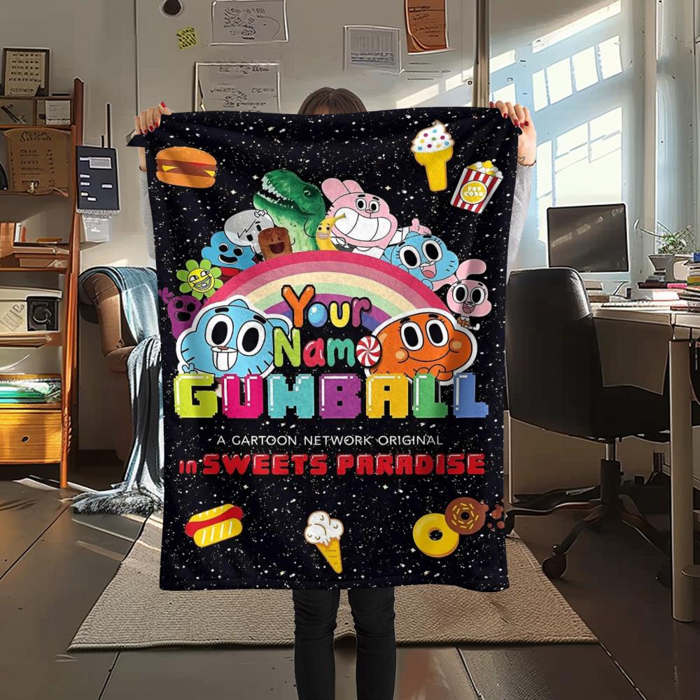 1PC Cartoon Characters Collage Custom Name Patterned Flannel Blanket Suitable For All Seasons For Home Decor Warmth And Comfort Gifts Holiday Present