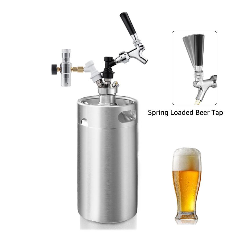 Beer Tap Dispenser, Mini Keg Growler Spear with Ball Lock Disconnect & Carbonate Mini Co2 Charger Kit
