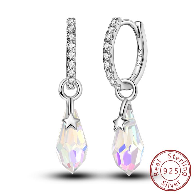 925 Silver Earrings Starry Pearl Devil Eye Simple Drop Stud Hoop Earrings for Women Girl Fashion Jewery Accessories