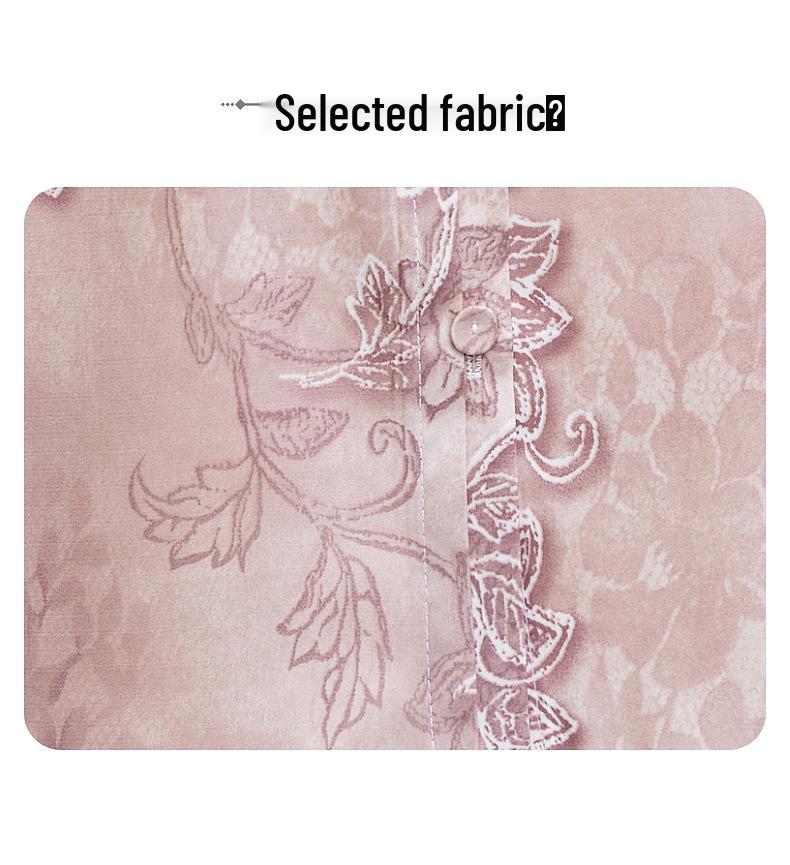 Mom's 2025 New Style Seven-Sleeve Printed Chiffon Blouse for Middle-Aged and Elderly