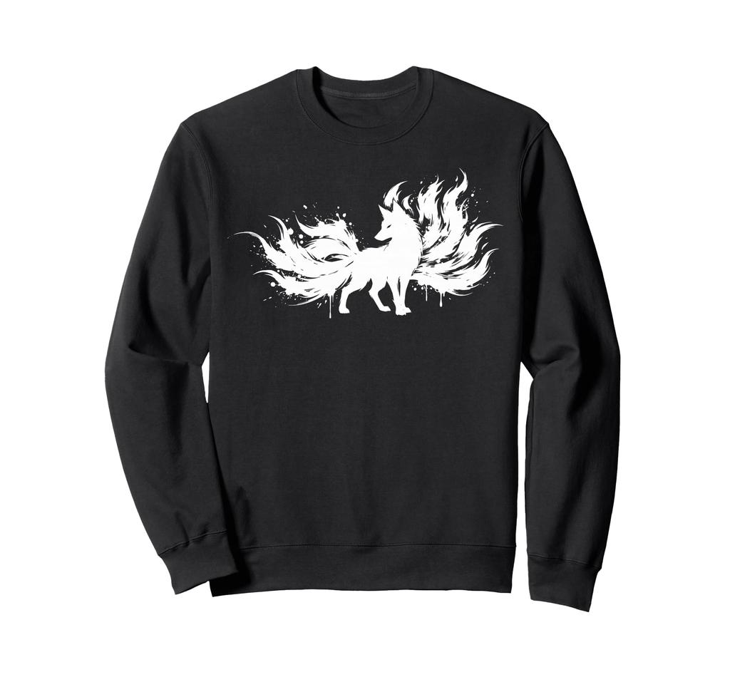 Nine-tailed Fox (Kitsune) Yokai (Japanese Monster) Japanese Style Ink Painting Silhouette Sweatshirt