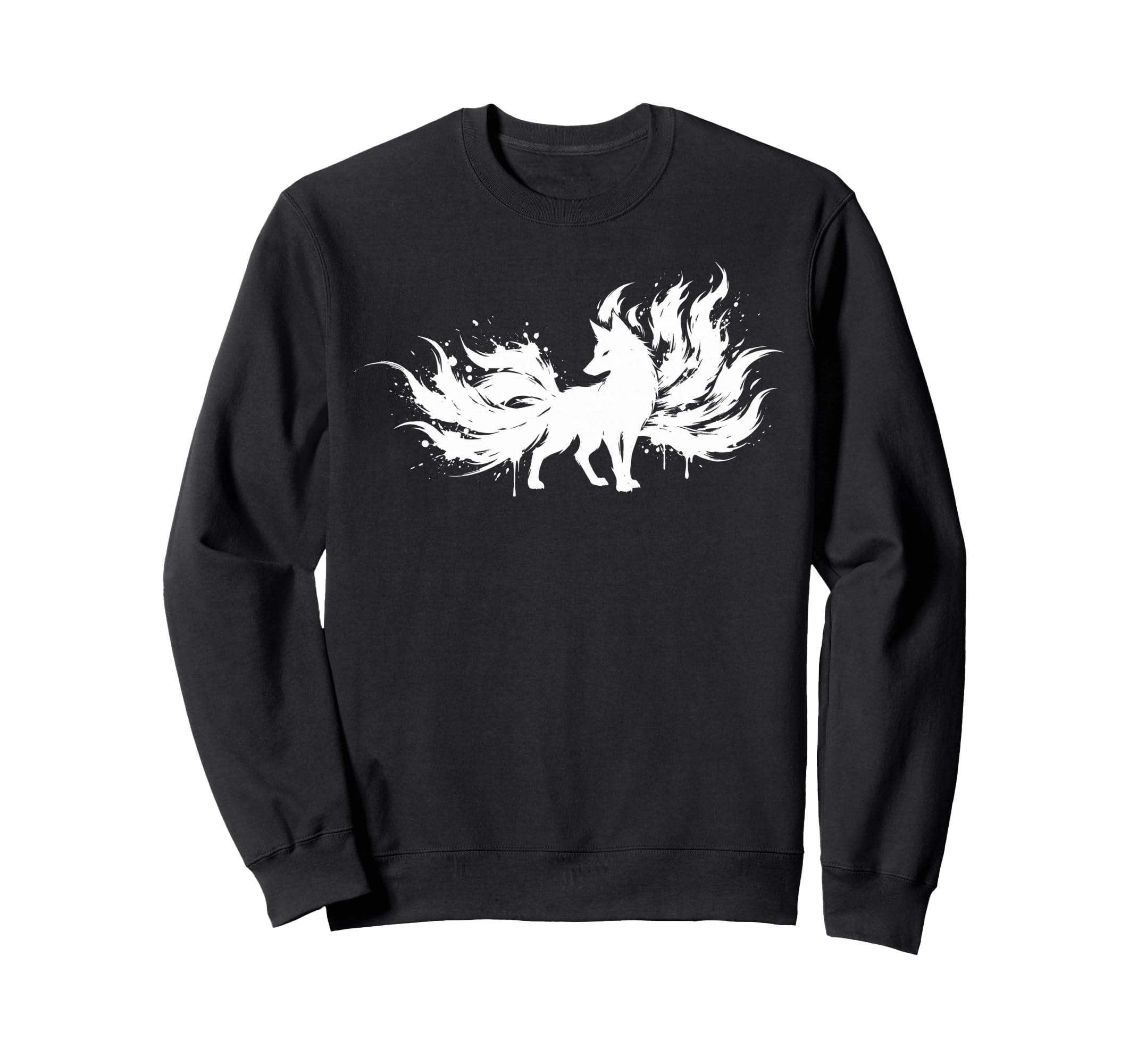 Nine-tailed fox (Kitsune) Yokai (Japanese monster) Japanese style ink painting silhouette sweatshirt