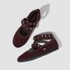 Women's Flat Shoes Retro Rivet Single Shoes Women's Spring Autumn Fashion Round Head Versatile Ballet Shoes Casual Flats Black