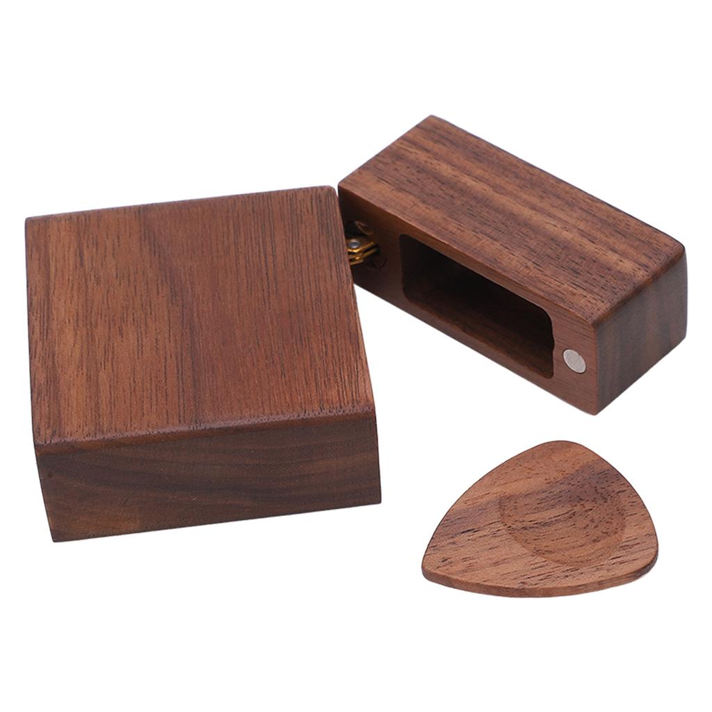 Guitar Pick Holder Wooden Special Lighter Shape Pick Case with Storage Bag for Music Lovers Guitarists