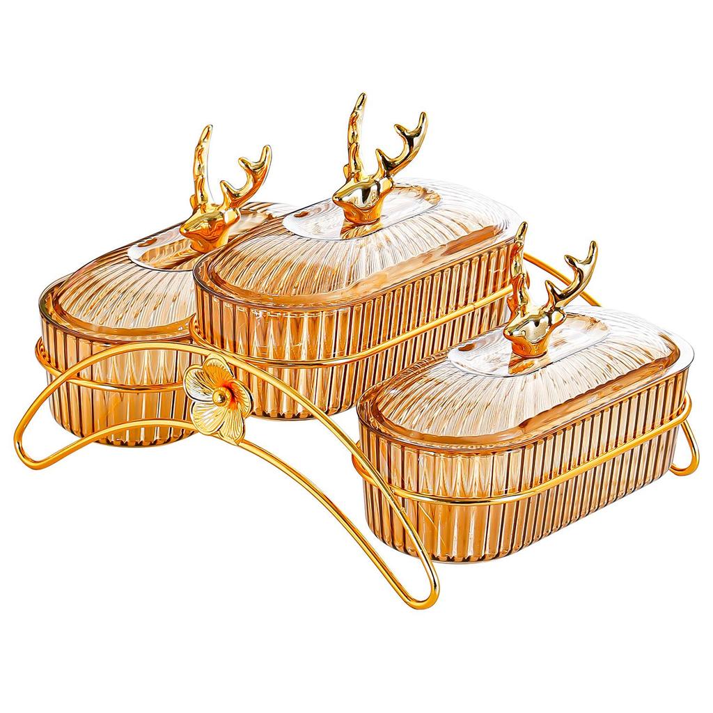 Elegant Iron Art Snack Dish with Compartments: Luxurious Fruit Plate for Home or Hotel