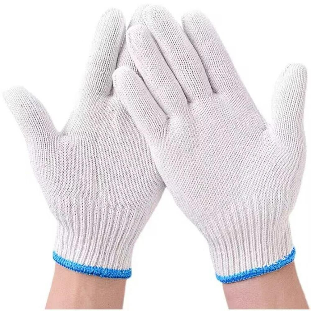 10 Stück Schutzhandschuhe Baumwollfadenhandschuhe Arbeit Dickes Nylon Weißes Garn Abriebfeste Baumwollfadenhandschuhe