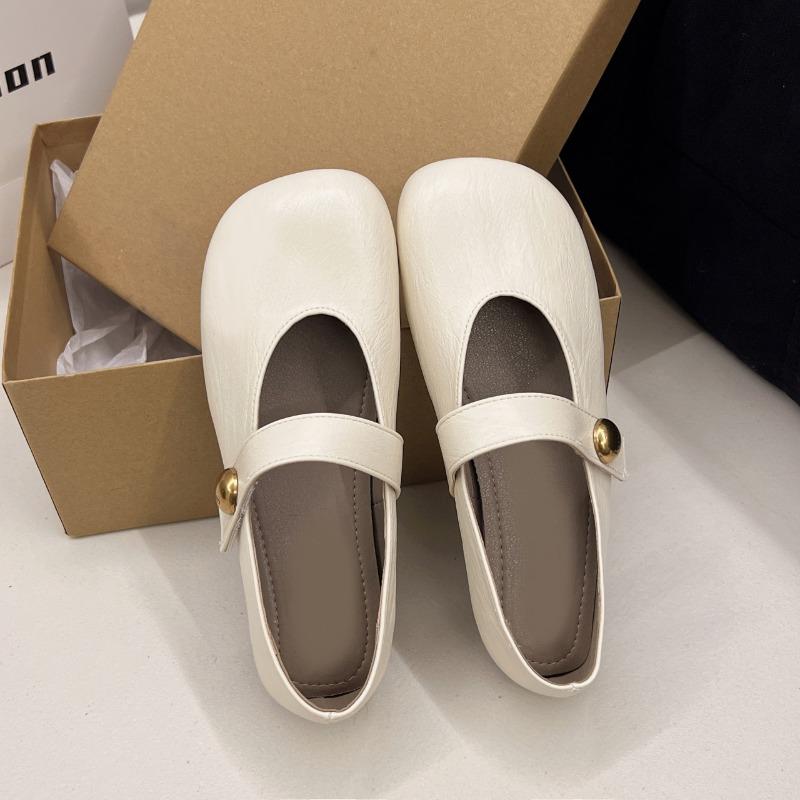 Fashion Hot Selling 2025 Retro Square Head Mary Jane Leather Shoes Women Summer New Flat Soft Bottom Single Shoes Casual Ladies Flats