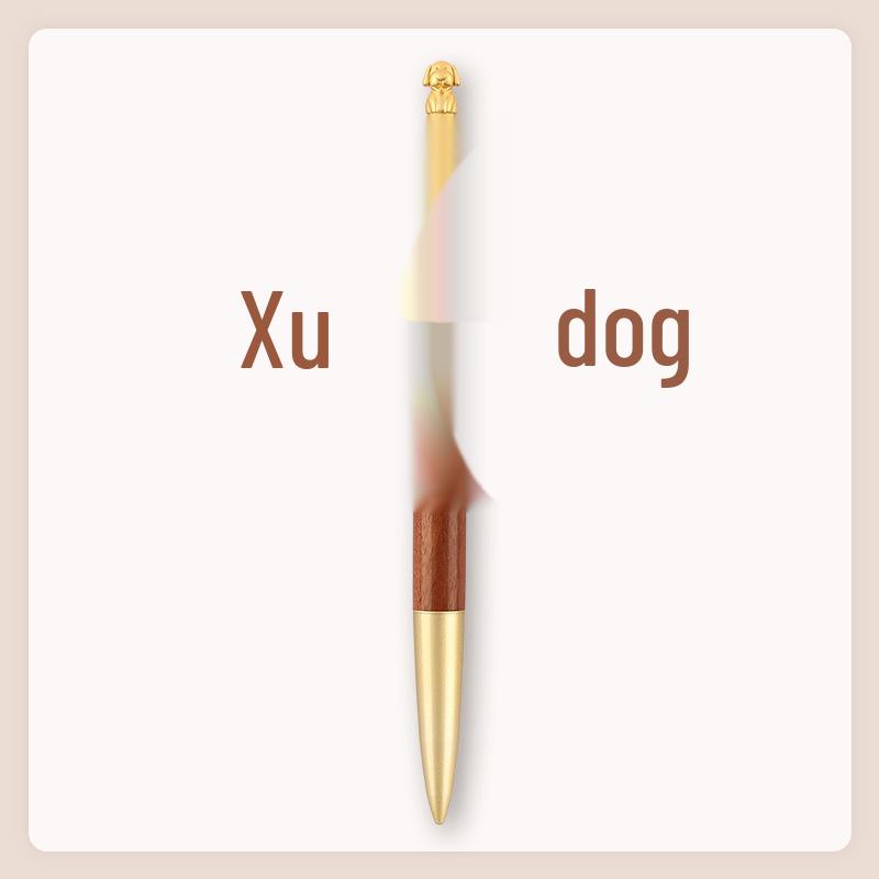 Brass Zodiac Sign Calligraphy Pen - Sandalwood Engraving 