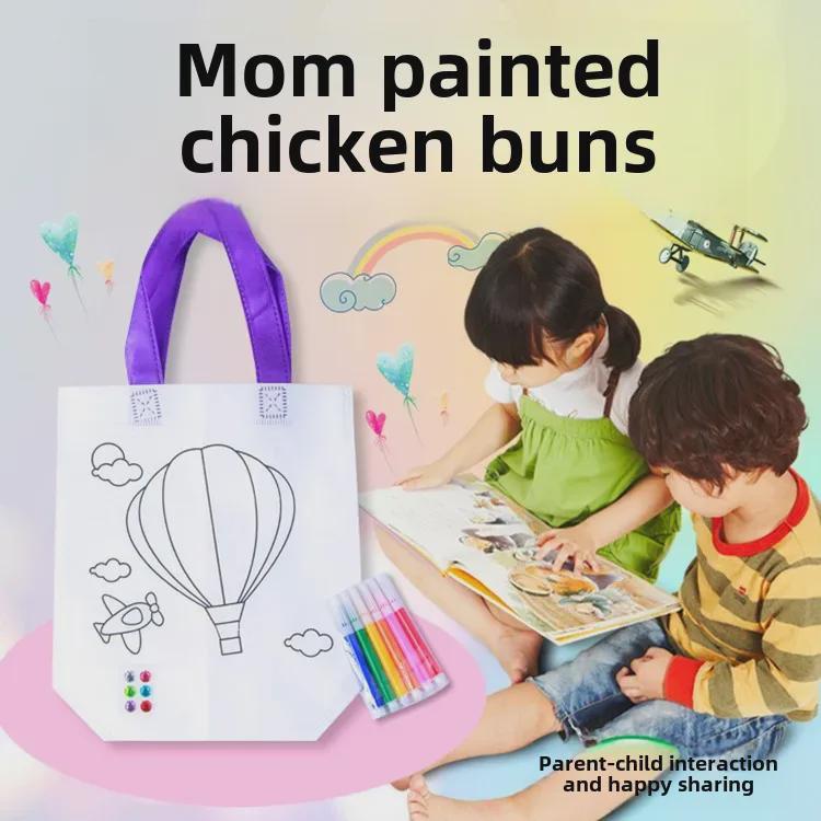 Children's Eco-Friendly DIY Graffiti Art Bag: Non-Woven, Handmade Coloring Handbag.